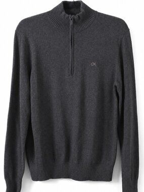 NWT small men's charcoal gray zip-up sweater. Calvin Klein casual Gift for dad